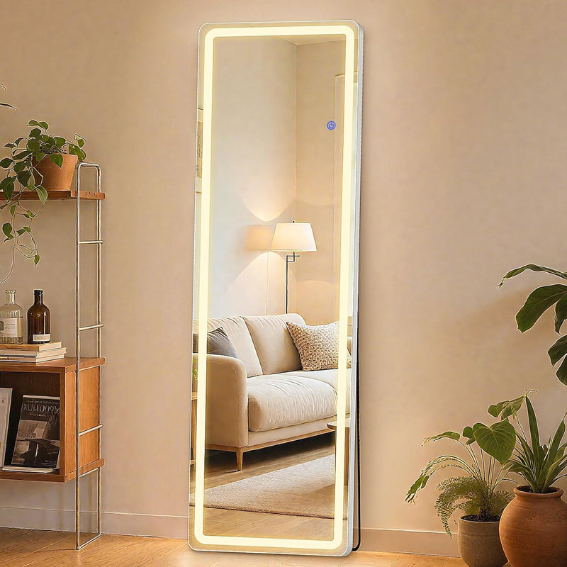 Full-Length LED Floor Mirror - Lighted Standing Mirror for Bedroom, Dressing Room & Home