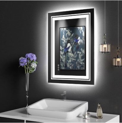 LED Wall-Mounted Bathroom Mirror 20" x 28" - Lighted Vanity Mirror for Home, Bedroom & Bathroom