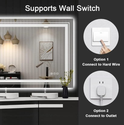 LED Wall-Mounted Bathroom Mirror 20" x 28" - Lighted Vanity Mirror for Home, Bedroom & Bathroom
