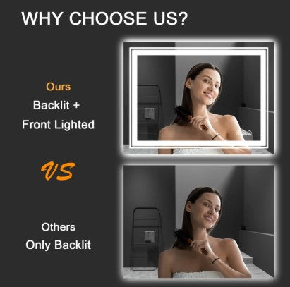LED Wall-Mounted Bathroom Mirror 20" x 28" - Lighted Vanity Mirror for Home, Bedroom & Bathroom