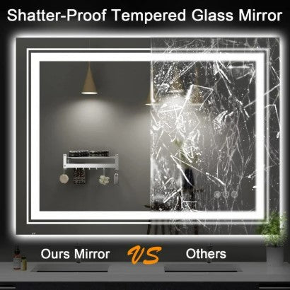 LED Wall-Mounted Bathroom Mirror 20" x 28" - Lighted Vanity Mirror for Home, Bedroom & Bathroom