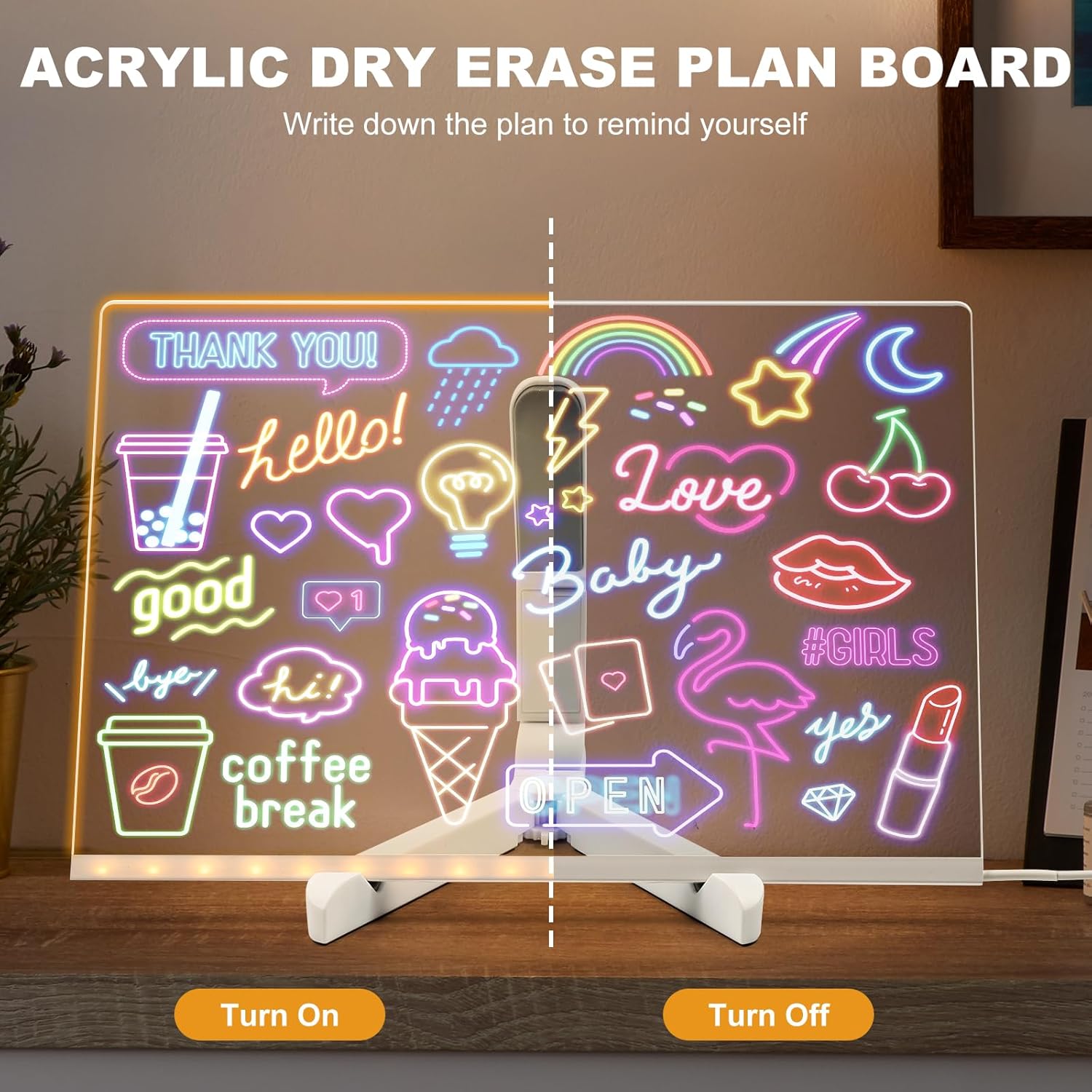 LED Memo Mirror - Lighted Writable Vanity Mirror for Notes, Messages & Bedroom Decor
