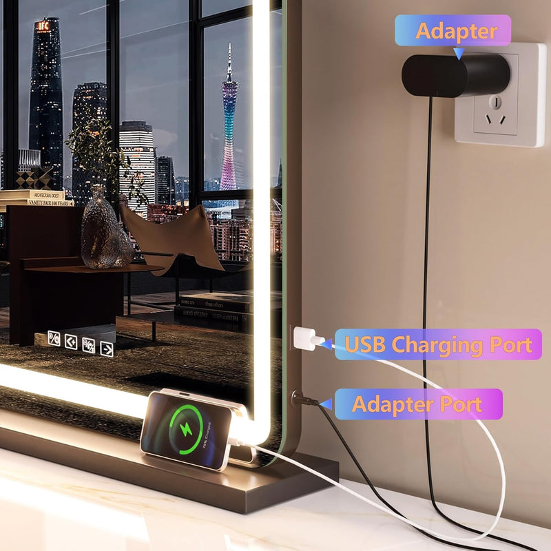 Smart LED Mirror with Bluetooth 32" x 21.7" – Touch Control Vanity Mirror with Built-in Speakers