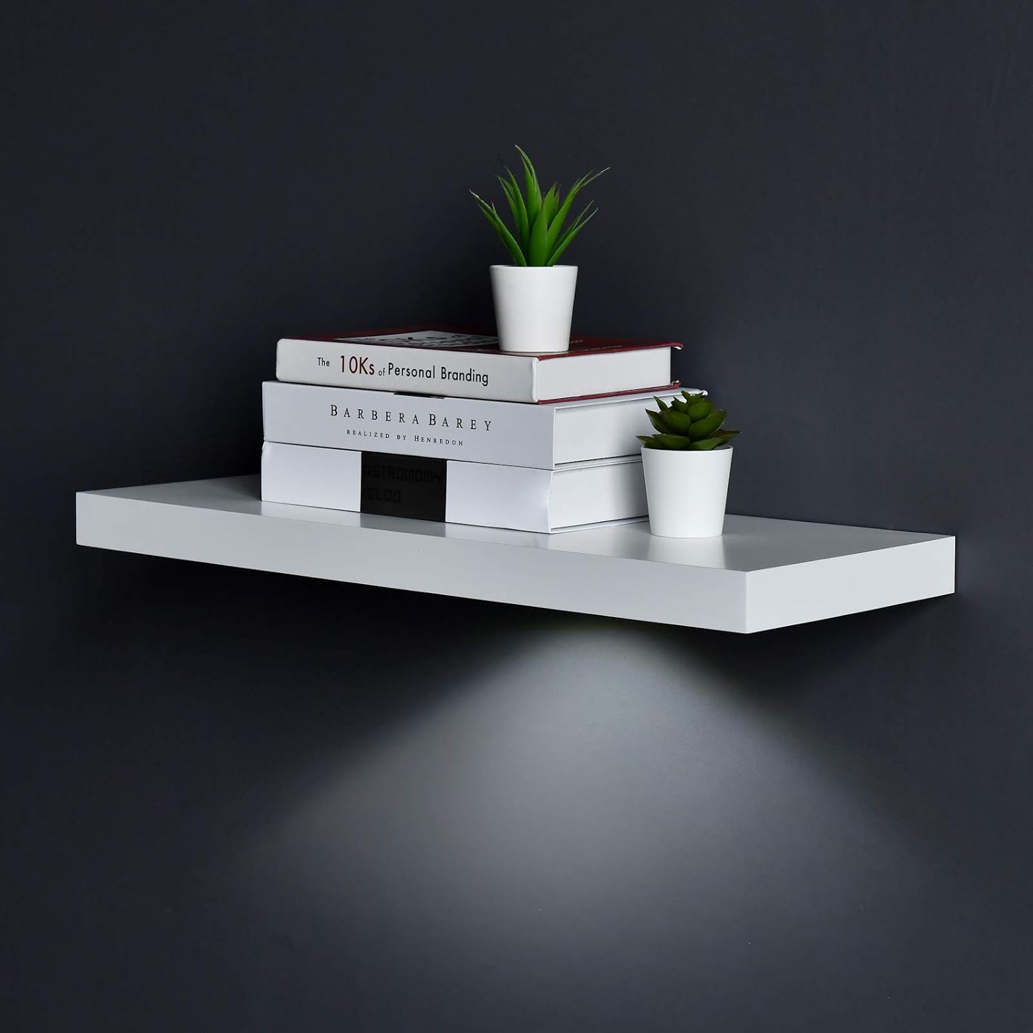 White LED Floating Shelf 24in – Wall Mounted LED Display Shelf for Home & Bedroom Decor