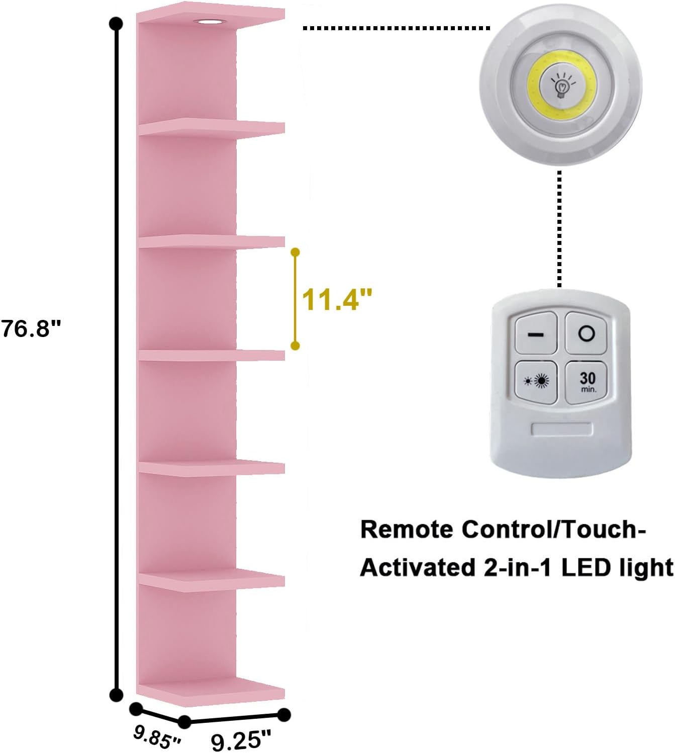7-Tier LED Wall Shelf – Modern Floating Shelves with LED Lighting for Home & Bedroom Decor
