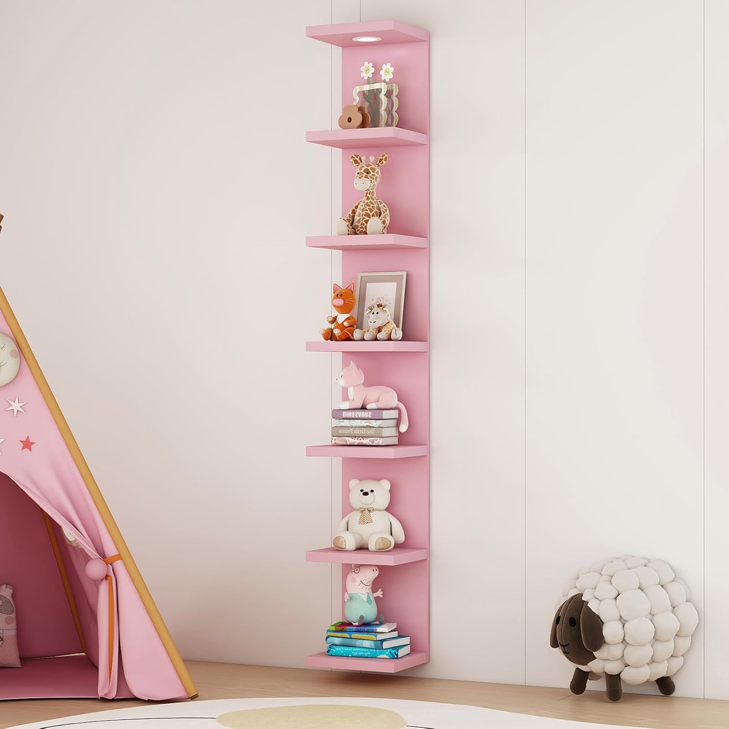 7-Tier LED Wall Shelf – Modern Floating Shelves with LED Lighting for Home & Bedroom Decor