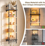 5-Tier Glass LED Display Shelf – Floating Wall Shelf with LED Lighting for Home & Bedroom Decor