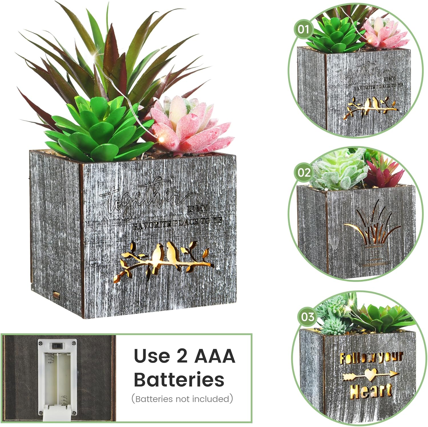 LED Succulent Night Light – Cute Shaped Artificial Plants