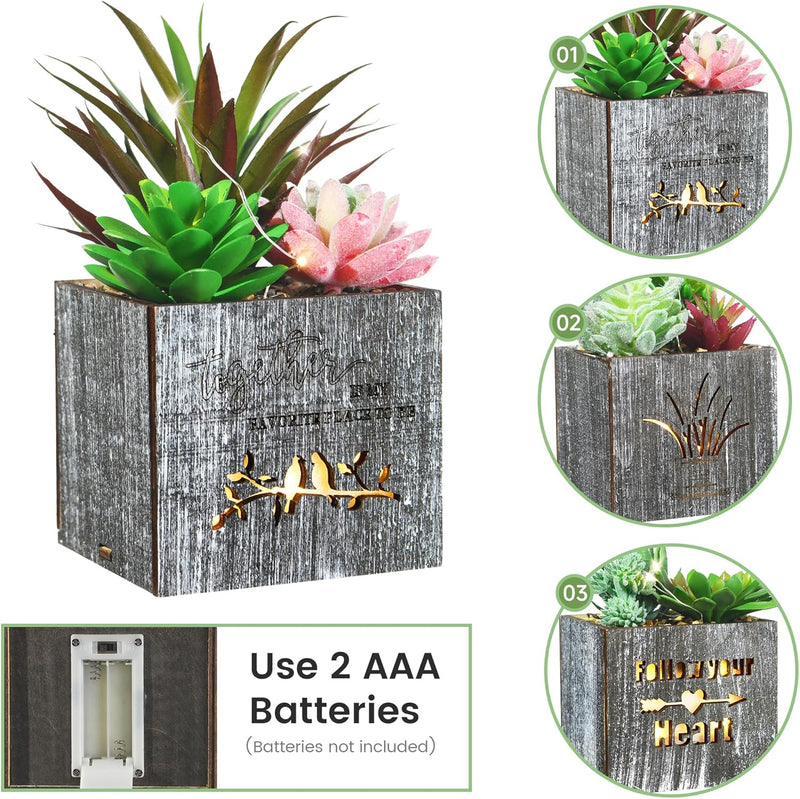 LED Succulent Night Light – Cute Shaped Artificial Plants
