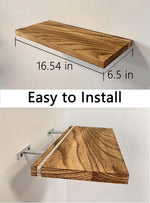 Rustic Wood LED Floating Shelf Set of 2 – Modern Wall Mounted Lighted Display Shelf for Home Decor