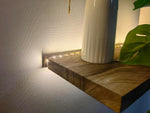Rustic Wood LED Floating Shelf Set of 2 – Modern Wall Mounted Lighted Display Shelf for Home Decor