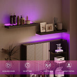 Black LED Floating Shelves (Set of 2) – Modern Wall Mounted Display Shelves with Ambient Lighting