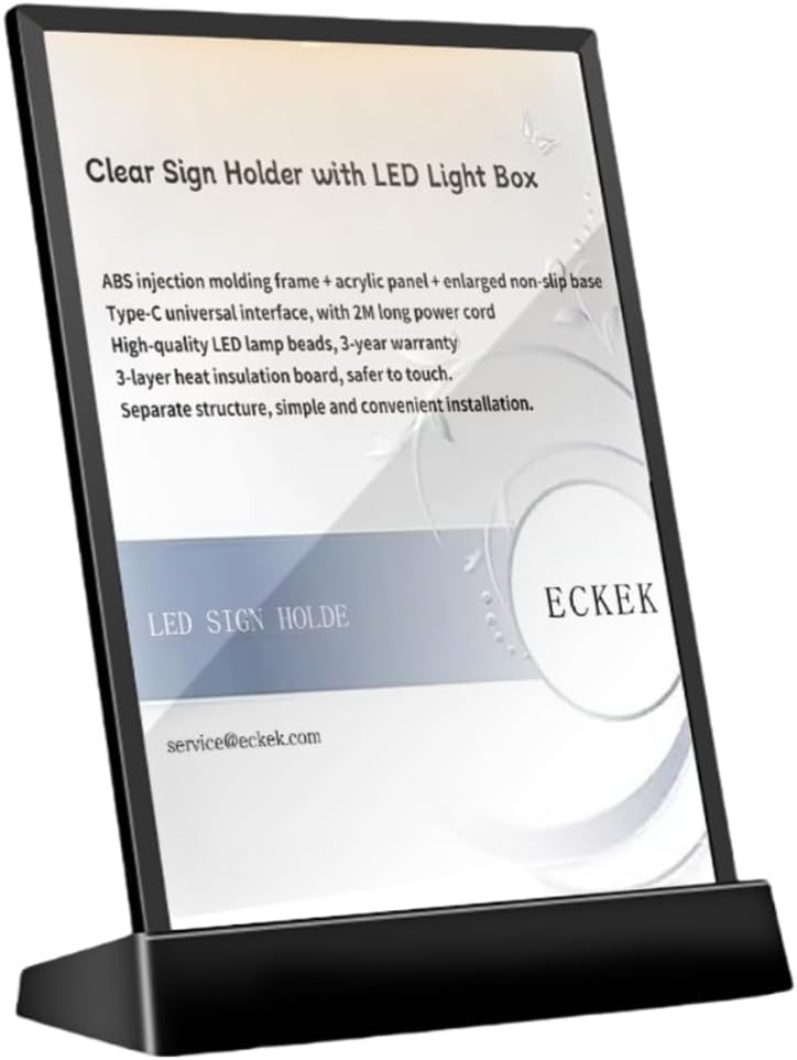 LED Acrylic Sign Holder – Illuminated Display Stand for Business