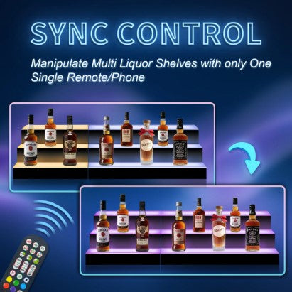 20inch LED Bar Shelf – Modern Floating Liquor Display Shelf with Ambient Lighting