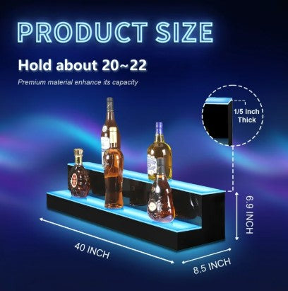 20inch LED Bar Shelf – Modern Floating Liquor Display Shelf with Ambient Lighting