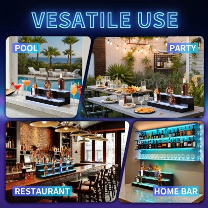 20inch LED Bar Shelf – Modern Floating Liquor Display Shelf with Ambient Lighting