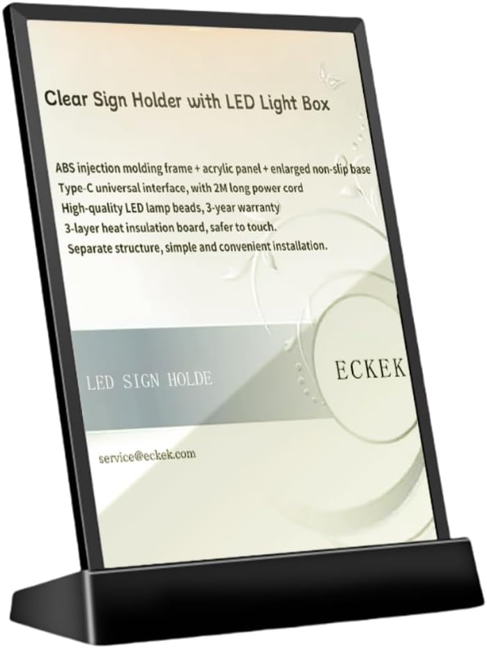 LED Acrylic Sign Holder – Illuminated Display Stand for Business
