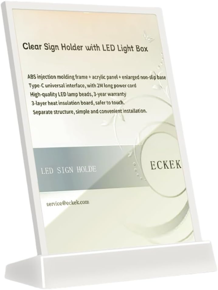 LED Acrylic Sign Holder – Illuminated Display Stand for Business