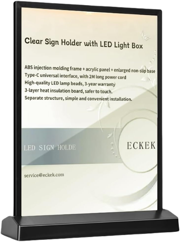 LED Acrylic Sign Holder – Illuminated Display Stand for Business