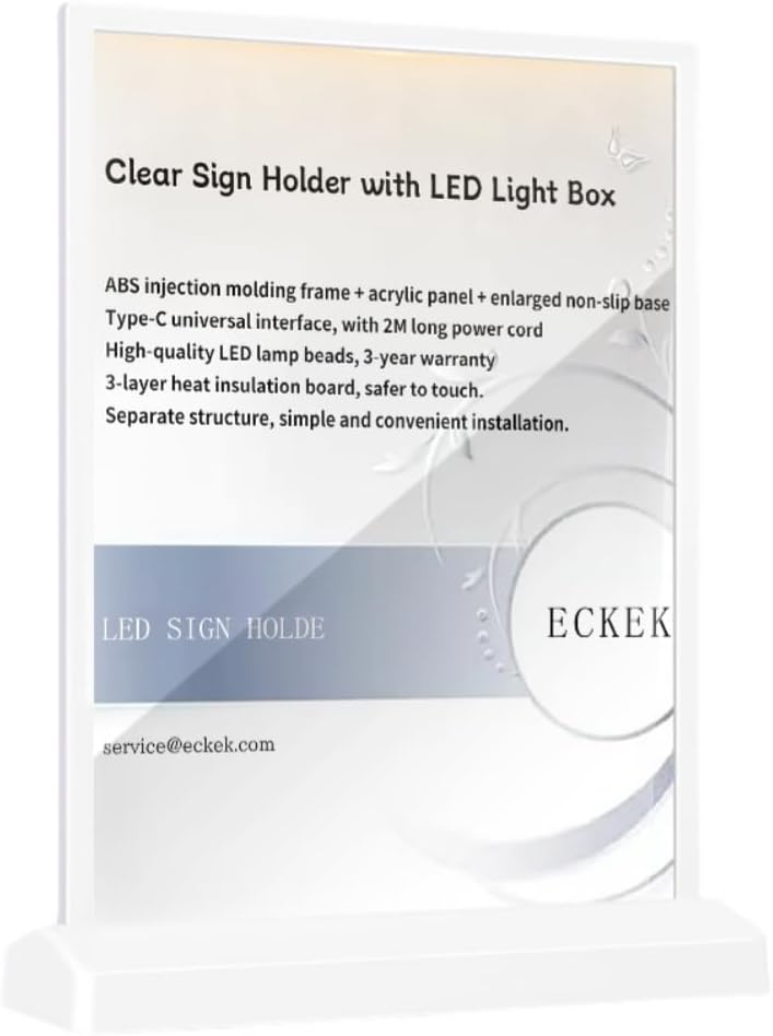 LED Acrylic Sign Holder – Illuminated Display Stand for Business