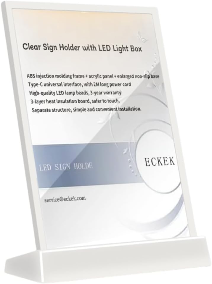 LED Acrylic Sign Holder – Illuminated Display Stand for Business