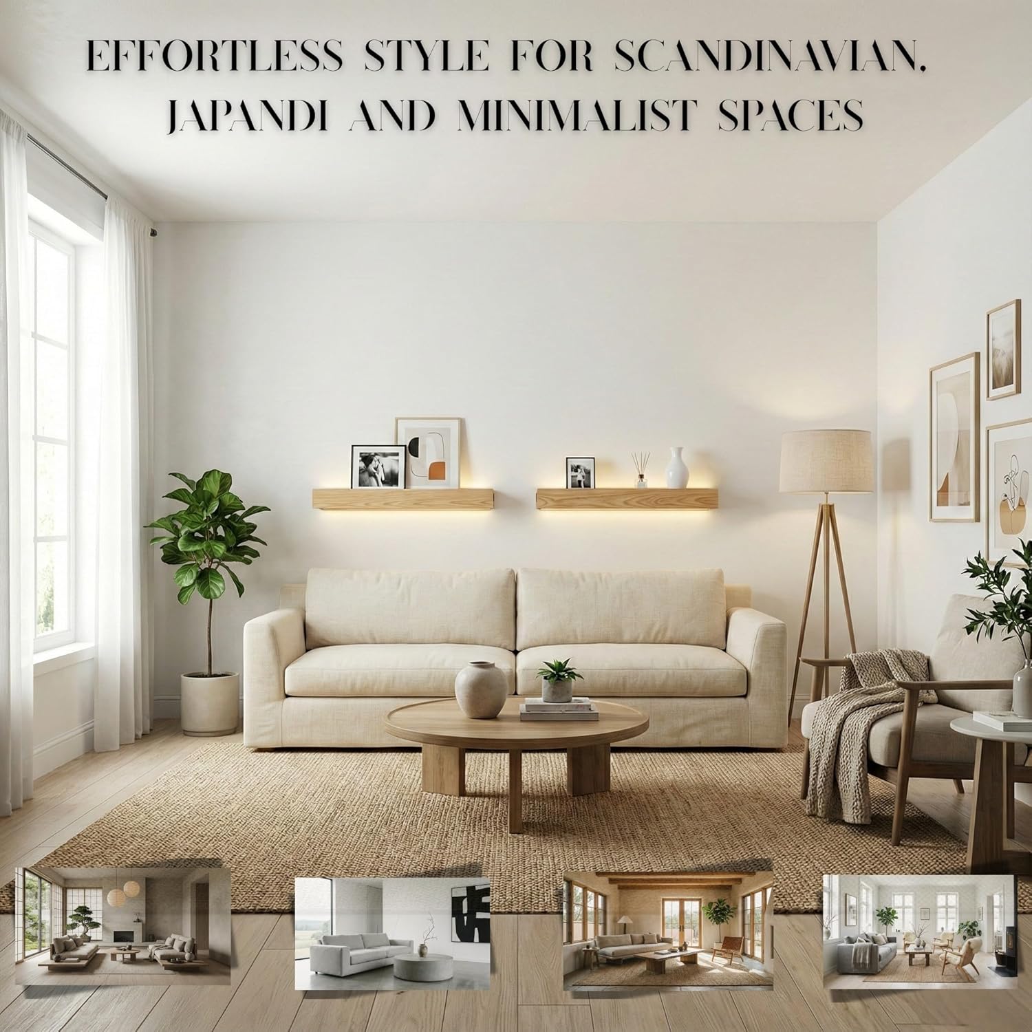 24" LED Picture Ledge Shelf – Modern Floating Wall Shelf for Photos & Art with Ambient Lighting