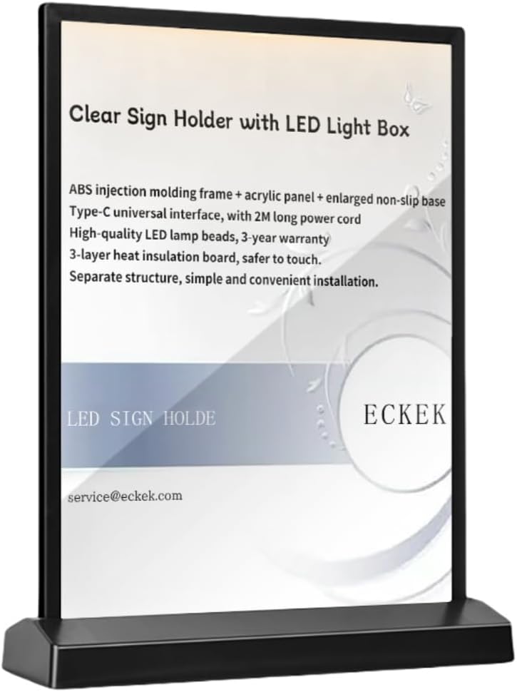 LED Acrylic Sign Holder – Illuminated Display Stand for Business