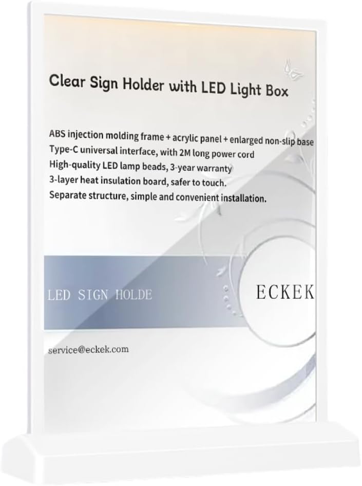LED Acrylic Sign Holder – Illuminated Display Stand for Business