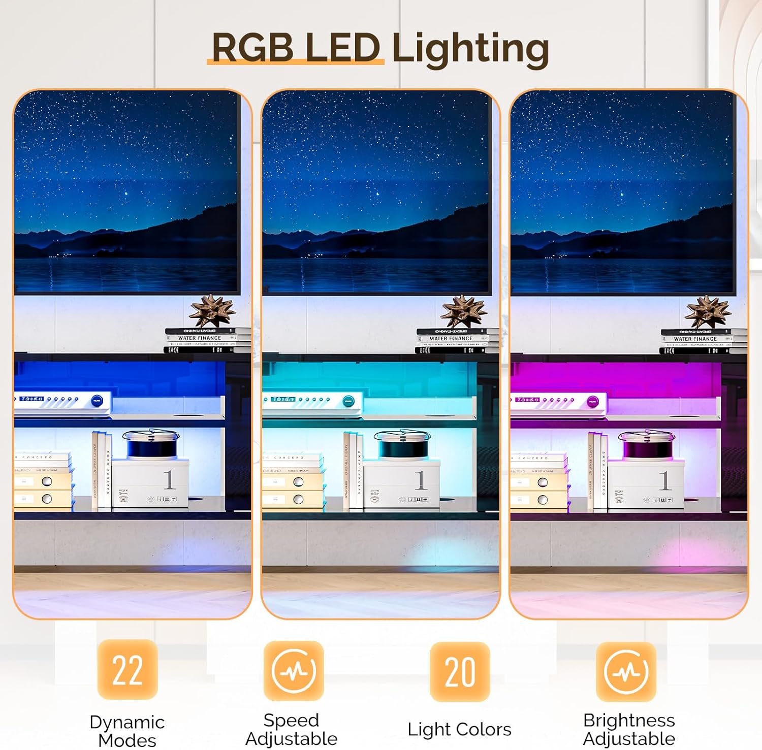 63" Smart LED Floating TV Console – Modern Wall Mounted TV Stand with RGB Lighting