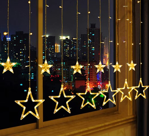 LED Star Curtain Lights – Fairy String Lights for Bedroom, Party & Home Decor