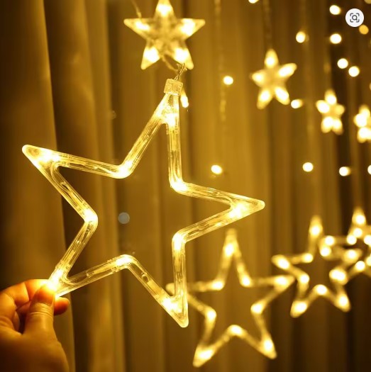 LED Star Curtain Lights – Fairy String Lights for Bedroom, Party & Home Decor