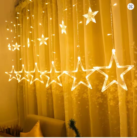 LED Star Curtain Lights – Fairy String Lights for Bedroom, Party & Home Decor