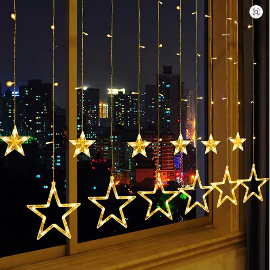 LED Star Curtain Lights – Fairy String Lights for Bedroom, Party & Home Decor