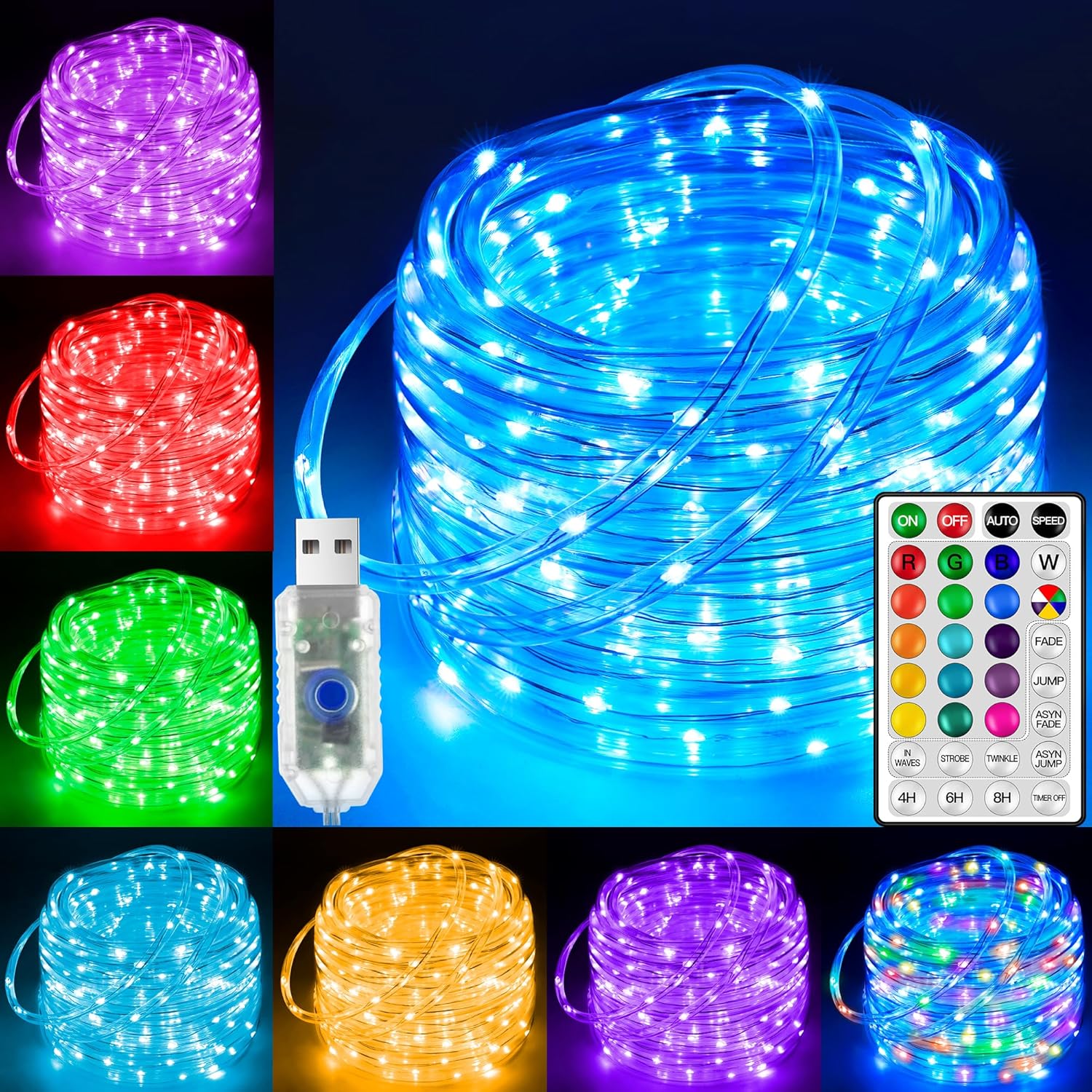 Color-Changing LED Rope Lights – Flexible RGB LED Strip Lights for Home, Party & Outdoor Decor