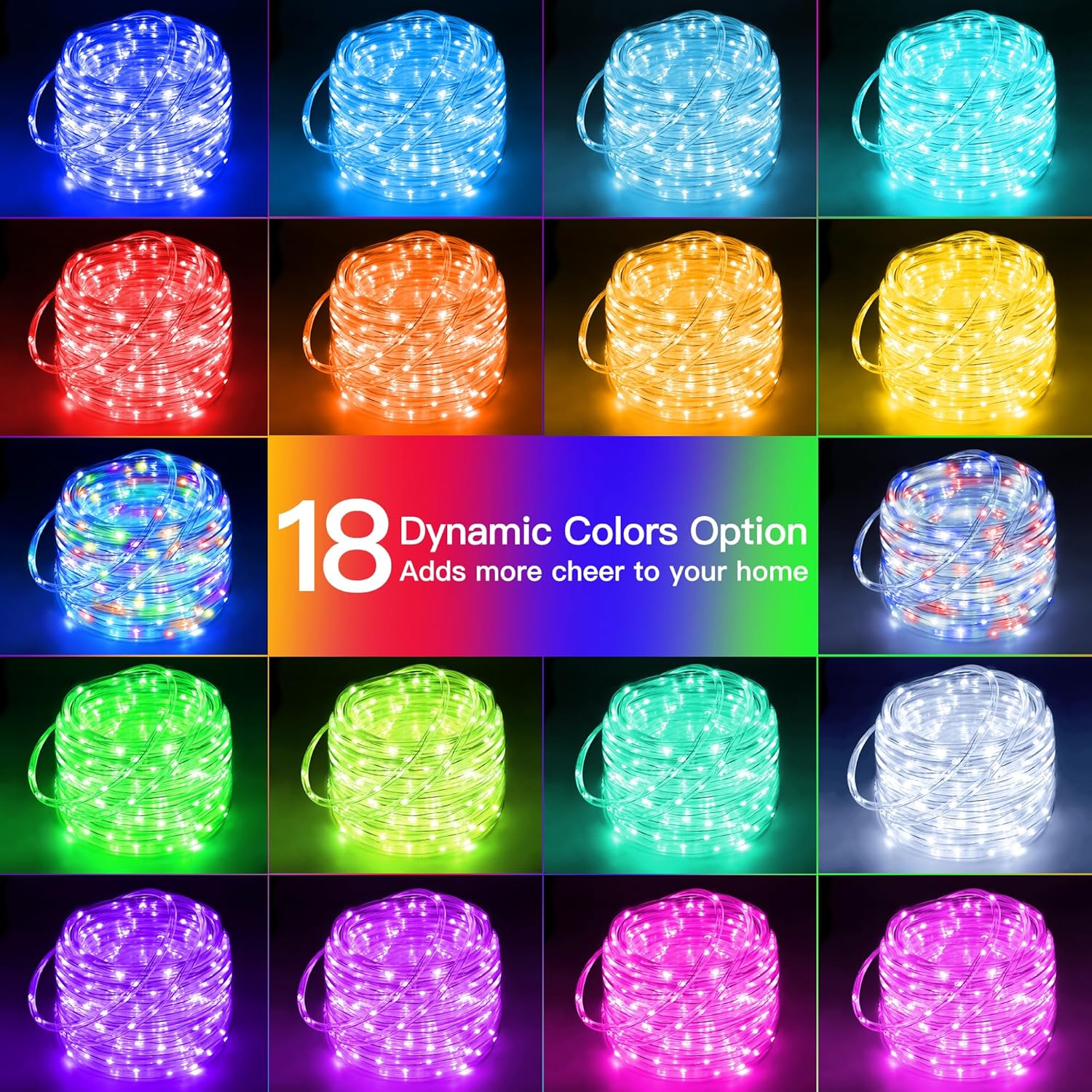 Color-Changing LED Rope Lights – Flexible RGB LED Strip Lights for Home, Party & Outdoor Decor