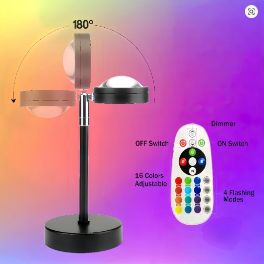 LED Sunset Projection Lamp – Aesthetic Room Night Light for Bedroom & Home Decor