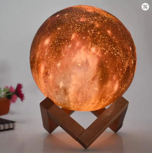 3D Printed LED Moon Lamp 16 Color Change Touch Remote Control – Aesthetic Night Light for Bedroom, Desk & Home Decor