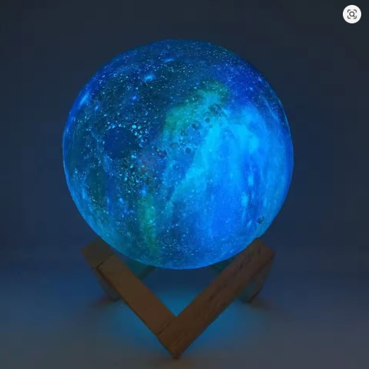 3D Printed LED Moon Lamp 16 Color Change Touch Remote Control – Aesthetic Night Light for Bedroom, Desk & Home Decor