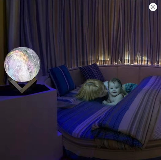 3D Printed LED Moon Lamp 16 Color Change Touch Remote Control – Aesthetic Night Light for Bedroom, Desk & Home Decor