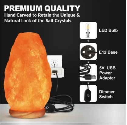 Himalayan Salt Lamp with LED – Natural Crystal Night Light for Bedroom & Home Decor