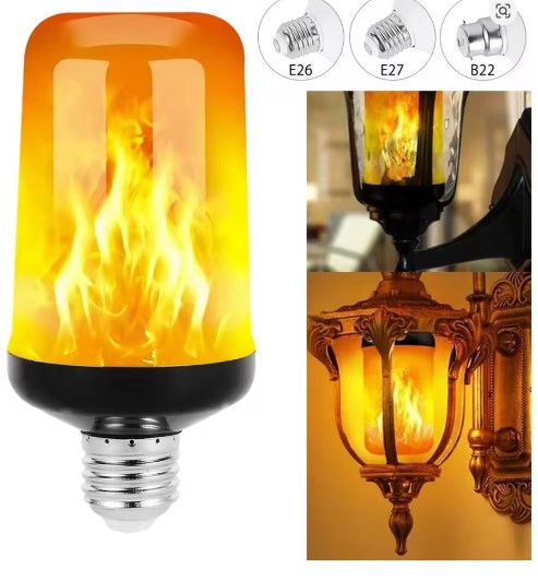 LED Flame Effect Bulb – Flickering Decorative Light for Home, Patio & Fireplace