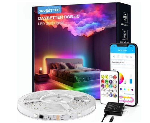 Smart LED Strip Lights 16.4ft – App & Remote Controlled RGB Lights for Bedroom