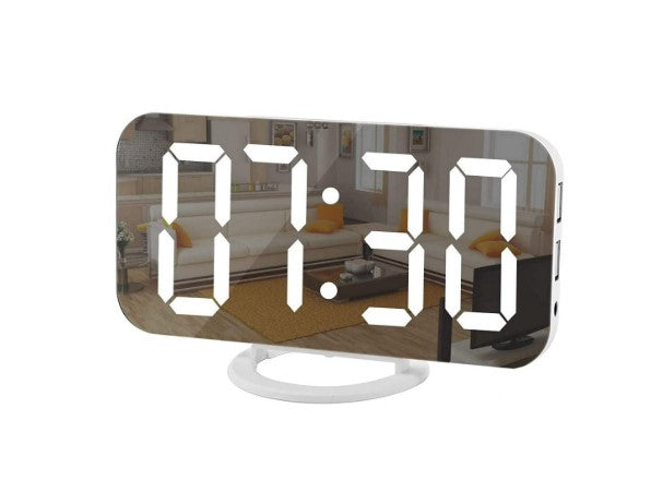 LED Infinity Mirror Wall Clock – Digital Clock Large Display Mirror Surface for Makeup with Diming Mode