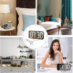 LED Infinity Mirror Wall Clock – Digital Clock Large Display Mirror Surface for Makeup with Diming Mode