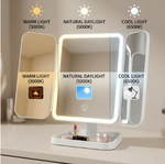 LED Tri-Fold Makeup Mirror - Lighted Vanity Mirror for Bedroom, Dressing Table & Beauty Room