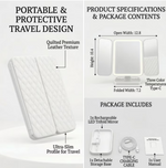 LED Tri-Fold Makeup Mirror - Lighted Vanity Mirror for Bedroom, Dressing Table & Beauty Room