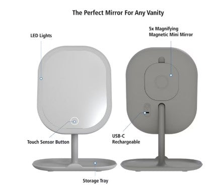 Tabletop LED Makeup Mirror - Lighted Vanity Mirror for Bedroom, Dressing Table & Beauty Room