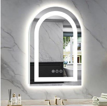 Arched LED Vanity Mirror 28" x 20" - Lighted Makeup & Dressing Table Mirror for Bedroom & Beauty Room