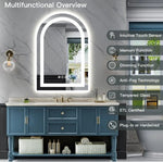 Arched LED Vanity Mirror 28" x 20" - Lighted Makeup & Dressing Table Mirror for Bedroom & Beauty Room