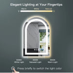 Arched LED Vanity Mirror 28" x 20" - Lighted Makeup & Dressing Table Mirror for Bedroom & Beauty Room